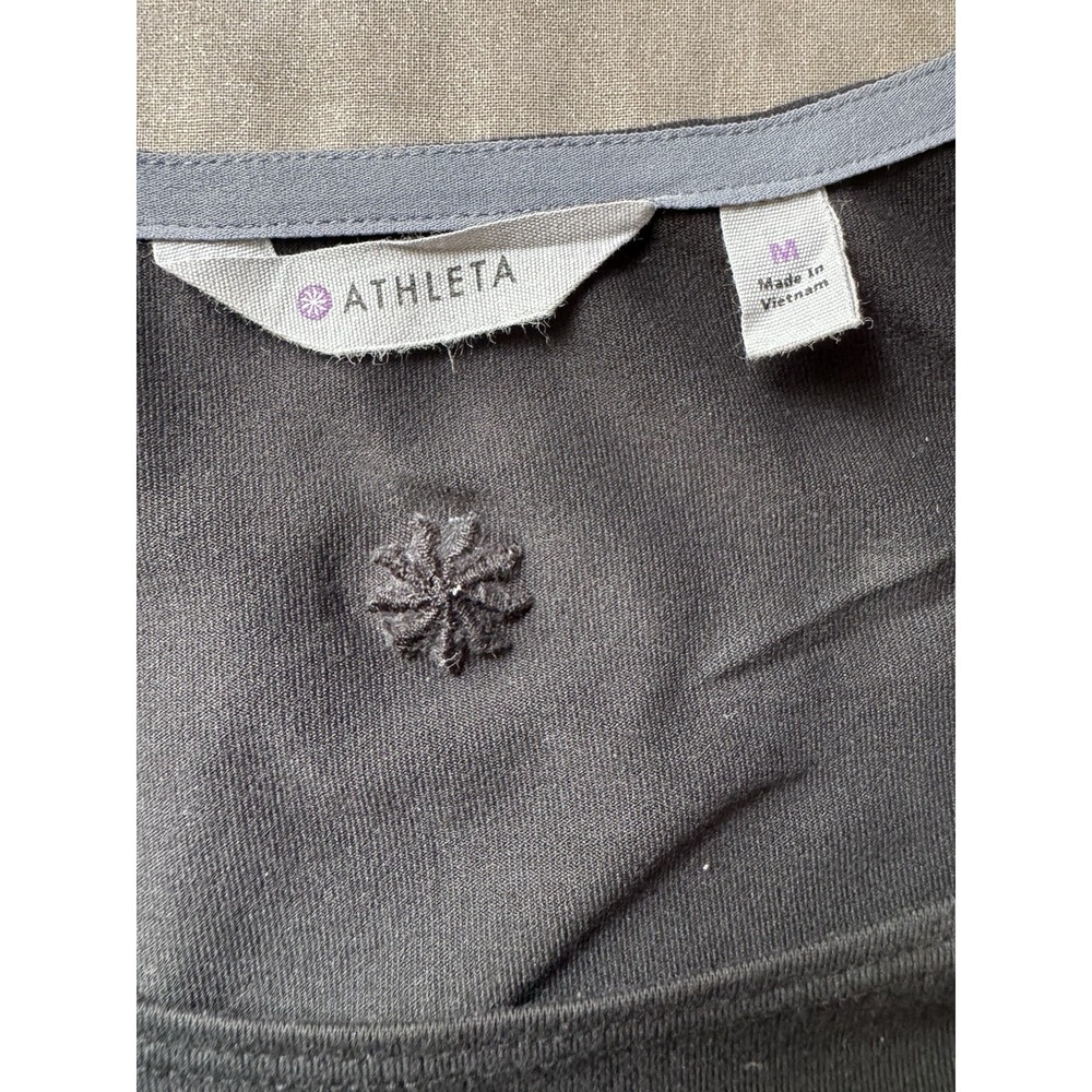Athleta Crescendo Black Midi Dress Womens Medium Athleisure Travel Pocket - Picture 6 of 9